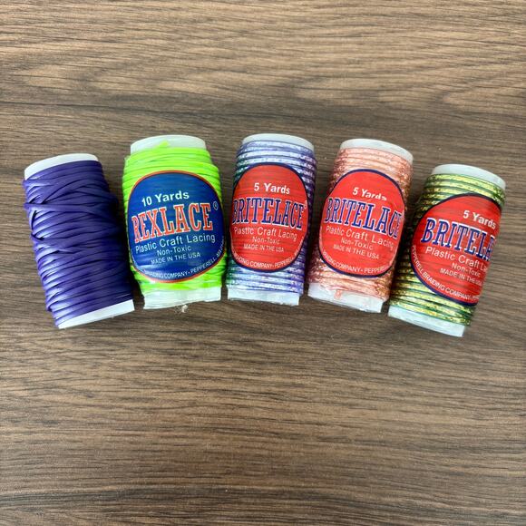 Rexlace Britelace Mini Spool Lot - 5 Spools - Purple Green Red Blue - Picture 1 of 1